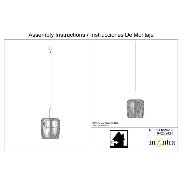 Подвесной светильник без основания Mantra Dubai 9419