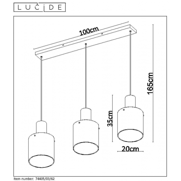 Подвесной светильник Lucide Toledo 74405/03/62 Подвесной светильник Lucide Toledo 74405/03/62