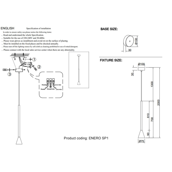 Подвесной светильник Crystal Lux Enero SP1 Brass