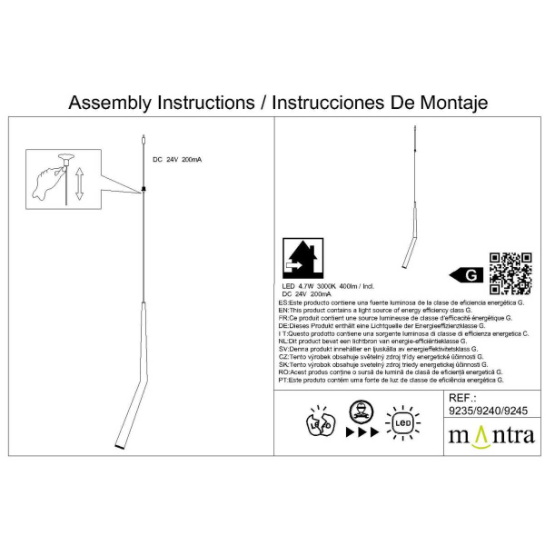 Подвесной модульный светильник без основания Mantra Boomerang 9235