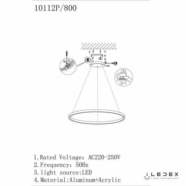 Подвесной светодиодный светильник iLedex Axis 10112P/1-24W-3000K-D800 BR Подвесной светодиодный светильник iLedex Axis 10112P/1-24W-3000K-D800 BR