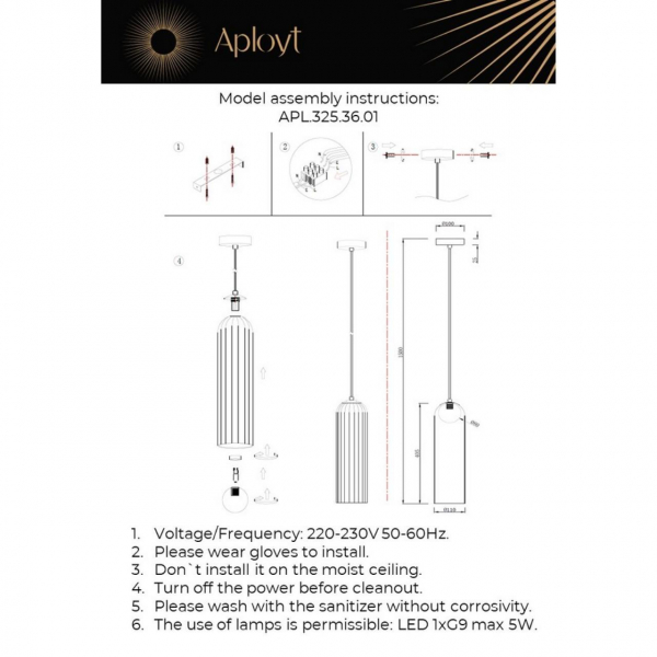 Подвесной светильник Aployt Arian APL.325.36.01 Подвесной светильник Aployt Arian APL.325.36.01