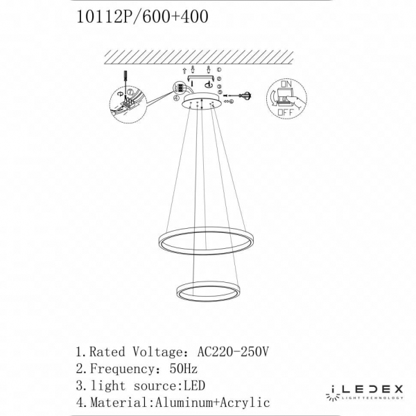 Подвесной светодиодный светильник iLedex Axis 10112P/2-39W-3000K (6/4) BR Подвесной светодиодный светильник iLedex Axis 10112P/2-39W-3000K (6/4) BR