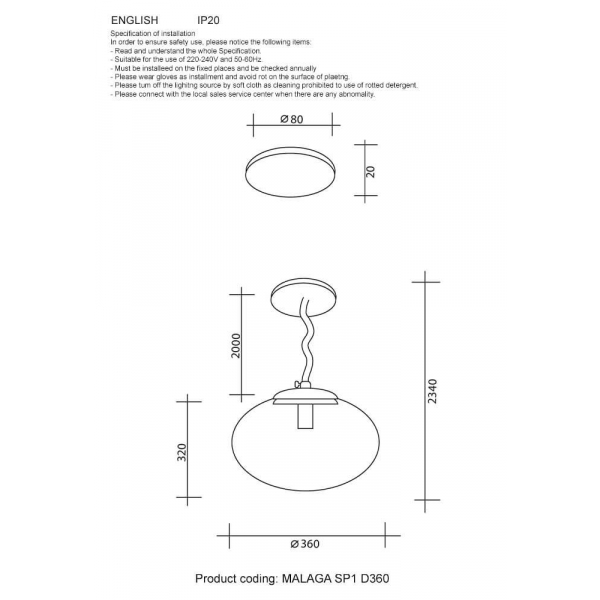 Подвесной светильник Crystal Lux Malaga SP1 D360 Gold Подвесной светильник Crystal Lux Malaga SP1 D360 Gold