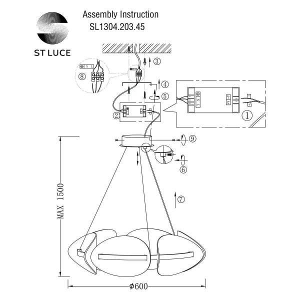 Подвесной светодиодный светильник ST Luce Etoile SL1304.203.45 Подвесной светодиодный светильник ST Luce Etoile SL1304.203.45