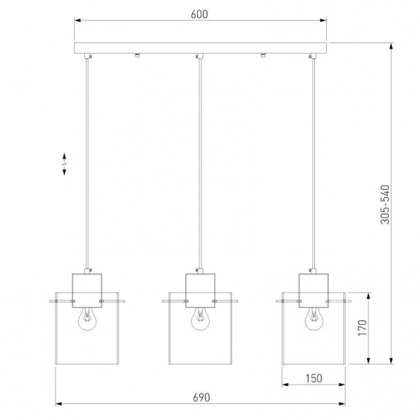 Подвесной светильник Eurosvet Trim 50227/3 дымчатый Подвесной светильник Eurosvet Trim 50227/3 дымчатый