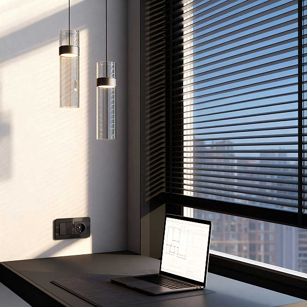 Подвесной светодиодный светильник Eurosvet Lumen 50244/1 Led черный/прозрачный