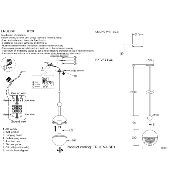 Подвесной светильник Crystal Lux TRUENA SP1 NICKEL