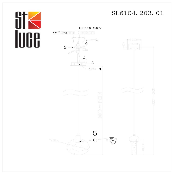 Подвесной светодиодный светильник ST Luce Montecelio SL6104.203.01 Подвесной светодиодный светильник ST Luce Montecelio SL6104.203.01