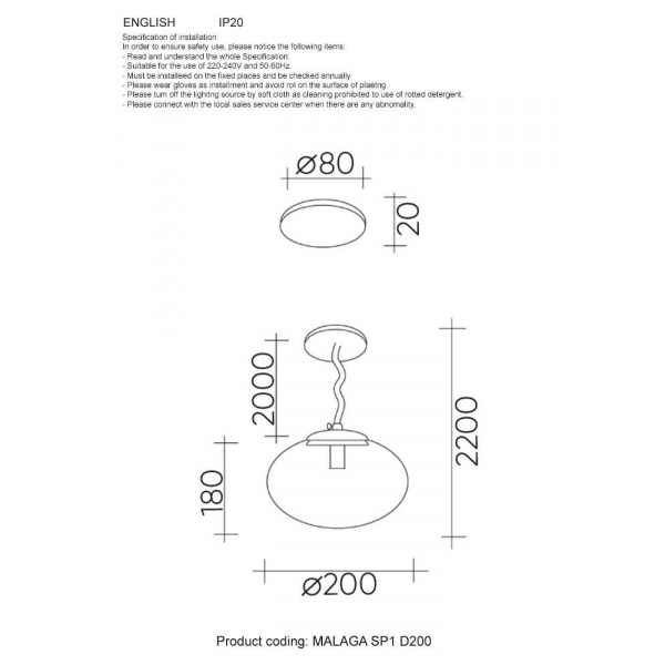 Подвесной светильник Crystal Lux Malaga SP1 D200 Gold Подвесной светильник Crystal Lux Malaga SP1 D200 Gold