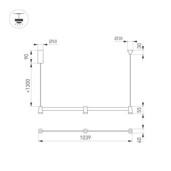 Подвесной светодиодный светильник Arlight SP-Elizeo-S1000-16W Warm3000 036593 Подвесной светодиодный светильник Arlight SP-Elizeo-S1000-16W Warm3000 036593