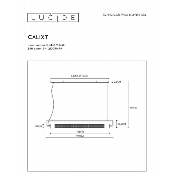 Подвесной светильник Lucide Calixt 05433/02/30 Подвесной светильник Lucide Calixt 05433/02/30