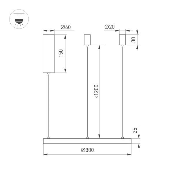 Подвесной светодиодный светильник Arlight SP-Congo-Mult-1-R800-42W Warm3000 046250 Подвесной светодиодный светильник Arlight SP-Congo-Mult-1-R800-42W Warm3000 046250