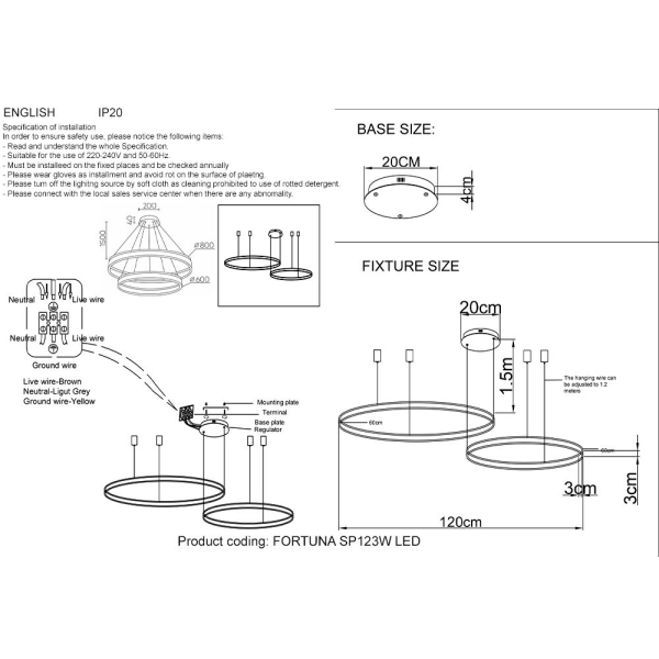 Подвесной светодиодный светильник Crystal Lux Fortuna SP123W Led Black