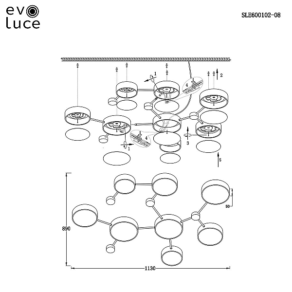 Потолочный светильник Evoluce DOSSENA SLE600102-08