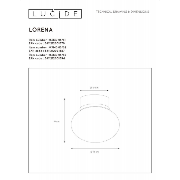 Потолочный светильник Lucide Lorena 03140/18/61 Потолочный светильник Lucide Lorena 03140/18/61