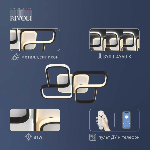 Потолочный светодиодный светильник Rivoli Lydia 6104-101 Б0059012 Потолочный светодиодный светильник Rivoli Lydia 6104-101 Б0059012