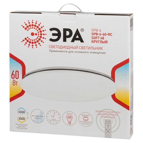 Светильник потолочный светодиодный ЭРА Классик с ДУ SPB-6-60-RC SOFT 48 круглый 60Вт 3000-6000К Б0057946
