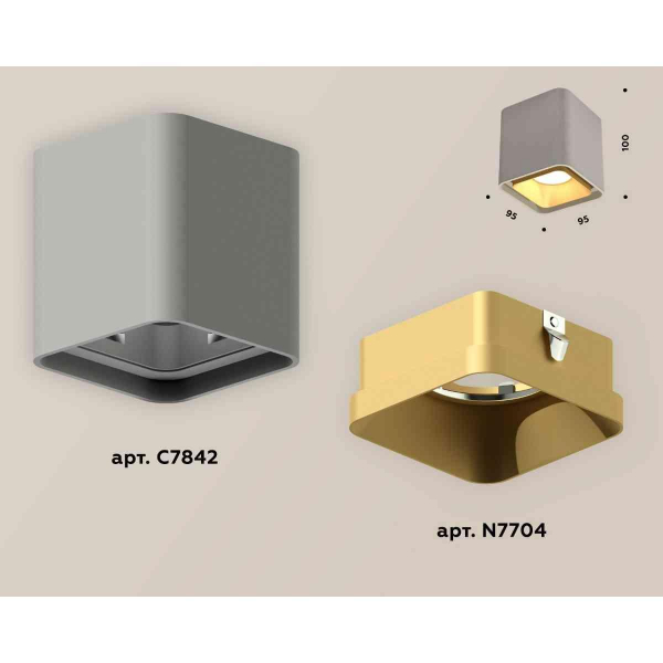 Комплект накладного светильника Ambrella light Techno Spot XS7842004 SGR/SGD серый песок/золото песок (C7842, N7704) Комплект накладного светильника Ambrella light Techno Spot XS7842004 SGR/SGD серый песок/золото песок (C7842, N7704)