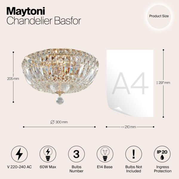 Потолочный светильник Maytoni Basfor DIA100-CL-03-G Потолочный светильник Maytoni Basfor DIA100-CL-03-G