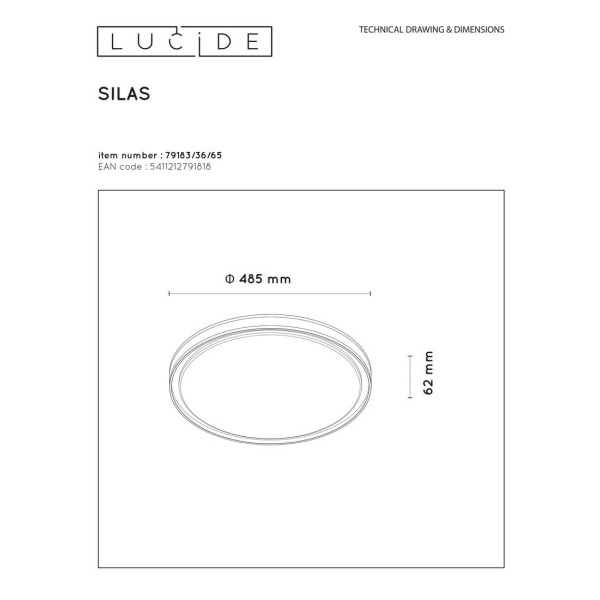 Потолочный светодиодный светильник Lucide Silas 79183/36/65