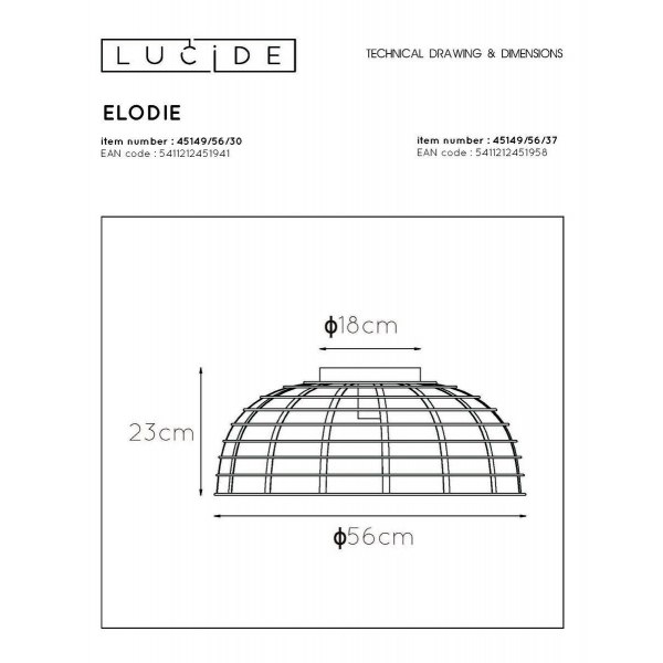 Потолочный светильник Lucide Elodie 45149/56/30 Потолочный светильник Lucide Elodie 45149/56/30