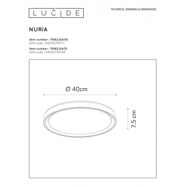 Потолочный светодиодный светильник Lucide Nuria 79182/24/31 Потолочный светодиодный светильник Lucide Nuria 79182/24/31