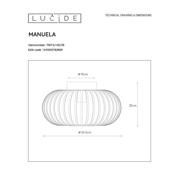 Потолочный светильник Lucide Manuela 78174/40/33 Потолочный светильник Lucide Manuela 78174/40/33