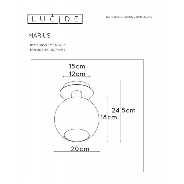 Потолочный светильник Lucide Marius 74114/01/02 Потолочный светильник Lucide Marius 74114/01/02