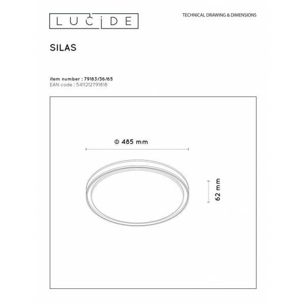 Потолочный светодиодный светильник Lucide Silas 79183/36/65 Потолочный светодиодный светильник Lucide Silas 79183/36/65