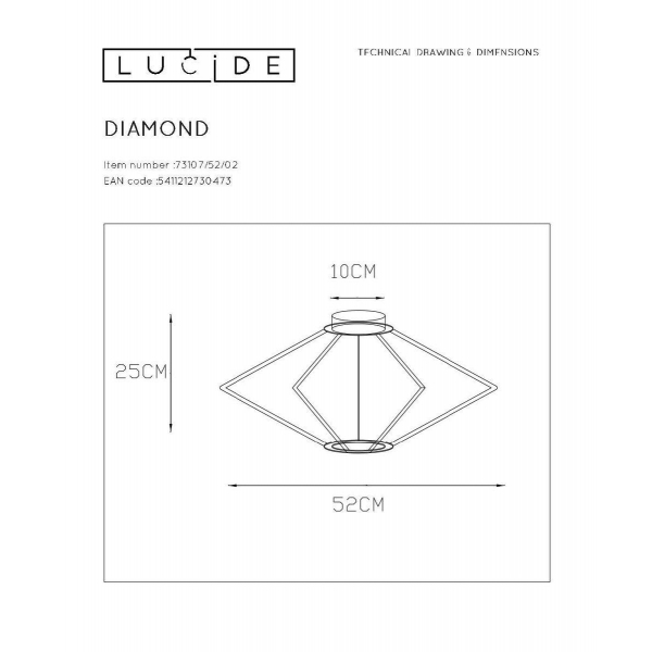 Потолочный светильник Lucide Diamond 73107/52/02 Потолочный светильник Lucide Diamond 73107/52/02