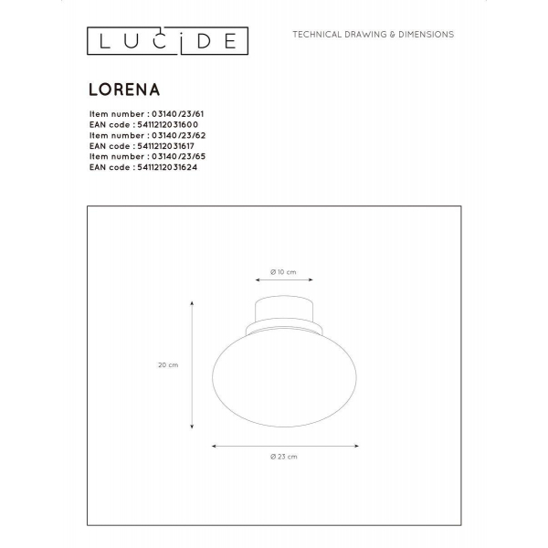 Потолочный светильник Lucide Lorena 03140/23/61 Потолочный светильник Lucide Lorena 03140/23/61