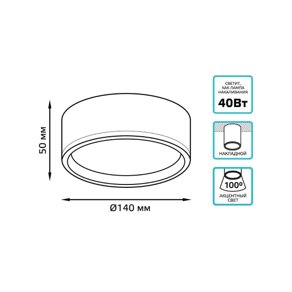 Потолочный светодиодный светильник Gauss Overhead HD040 Потолочный светодиодный светильник Gauss Overhead HD040