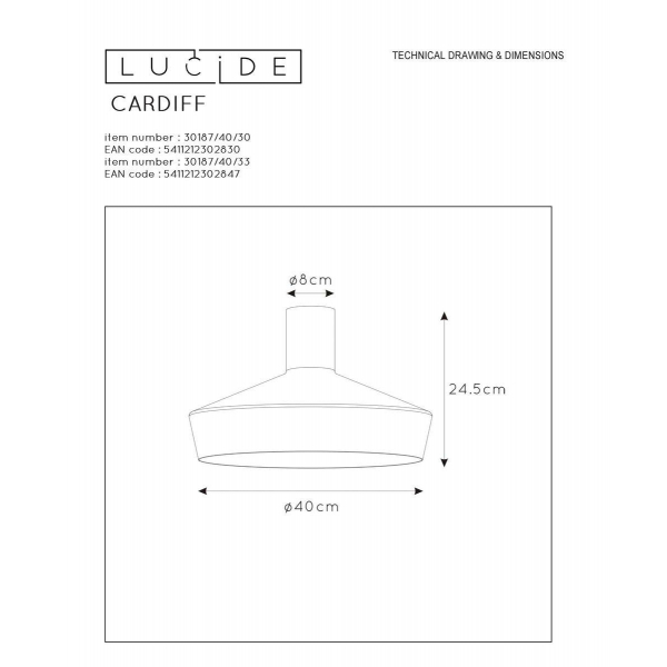 Потолочный светильник Lucide Cardiff 30187/40/33 Потолочный светильник Lucide Cardiff 30187/40/33