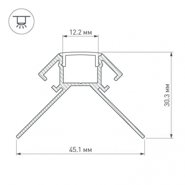 Профиль Arlight ARH-DECORE-S12-EXT-2000 ANOD внешний 023889 Профиль Arlight ARH-DECORE-S12-EXT-2000 ANOD внешний 023889
