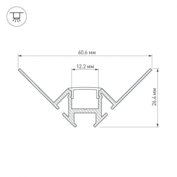 Профиль Arlight ARH-DECORE-S12-INT-2000 ANOD внутренний 023868 Профиль Arlight ARH-DECORE-S12-INT-2000 ANOD внутренний 023868