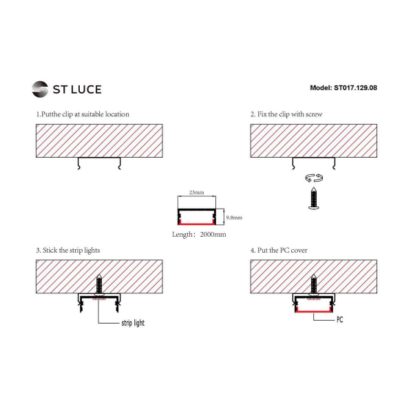 Профиль с рассеивателем ST-Luce ST017.129.08