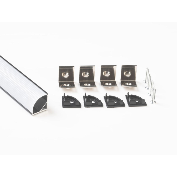 Профиль угловой LEDS POWER СПУ1616 алюм. черный с призм.рассеивателем 2м 008226 Профиль угловой LEDS POWER СПУ1616 алюм. черный с призм.рассеивателем 2м 008226