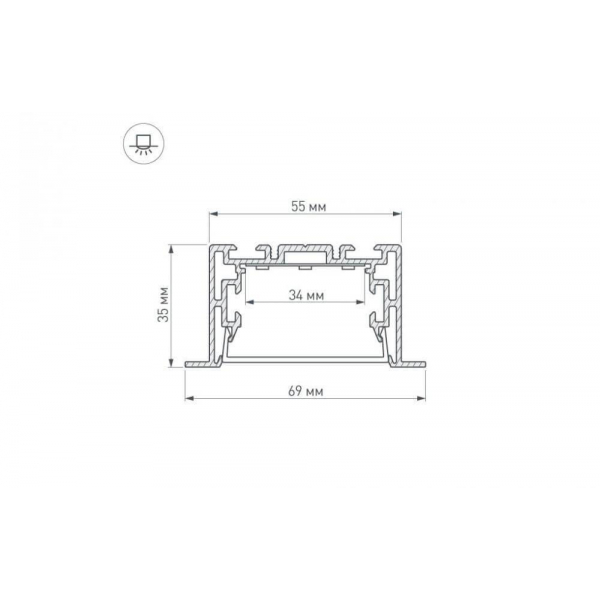 Профиль с рассеивателем Arlight S2-LINIA69-F-2500 ANOD+OPAL 021177 Профиль с рассеивателем Arlight S2-LINIA69-F-2500 ANOD+OPAL 021177