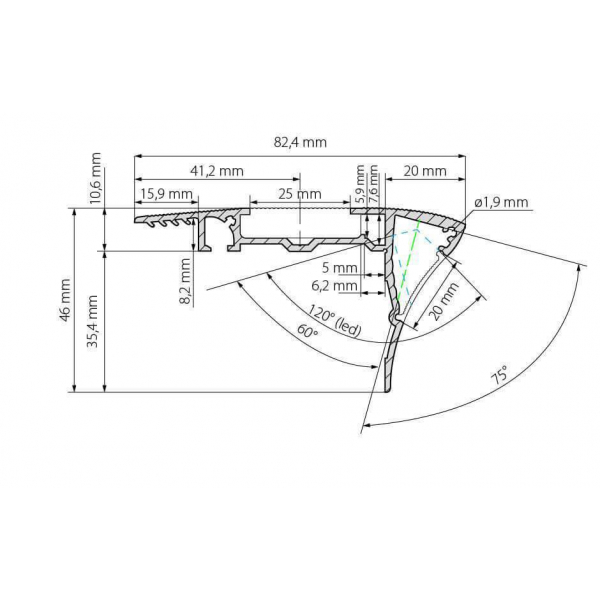 Профиль с экраном Arlight ALU-STAIR-DK-2000 ANOD+FROST 015473 Профиль с экраном Arlight ALU-STAIR-DK-2000 ANOD+FROST 015473