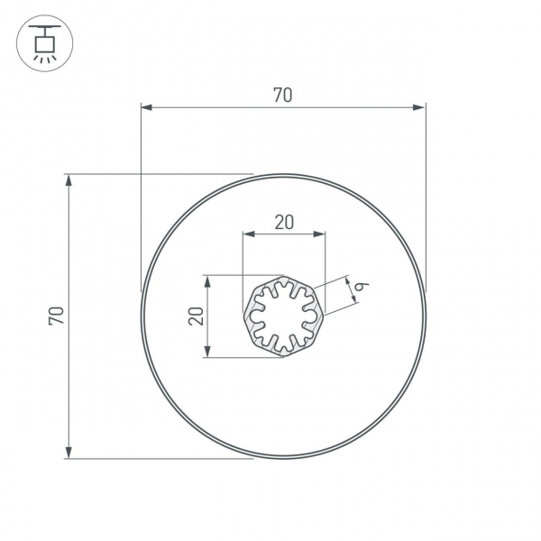 Встраиваемый профиль SL-ROUND-D70-360deg-2000 ANOD 037770 Встраиваемый профиль SL-ROUND-D70-360deg-2000 ANOD 037770