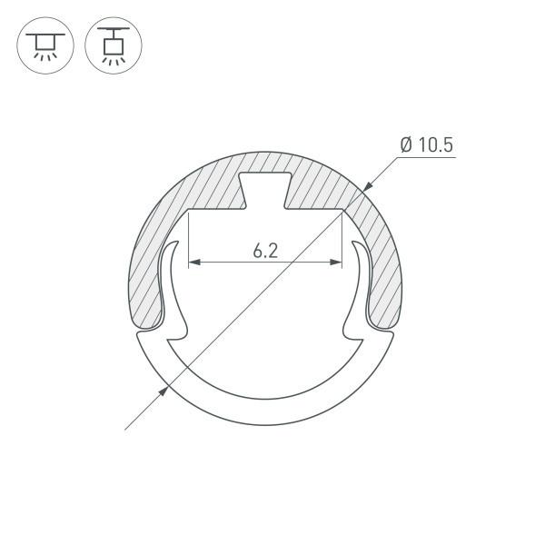 Профиль Arlight Round-D10.5-2000 Anod Black 033036 Профиль Arlight Round-D10.5-2000 Anod Black 033036