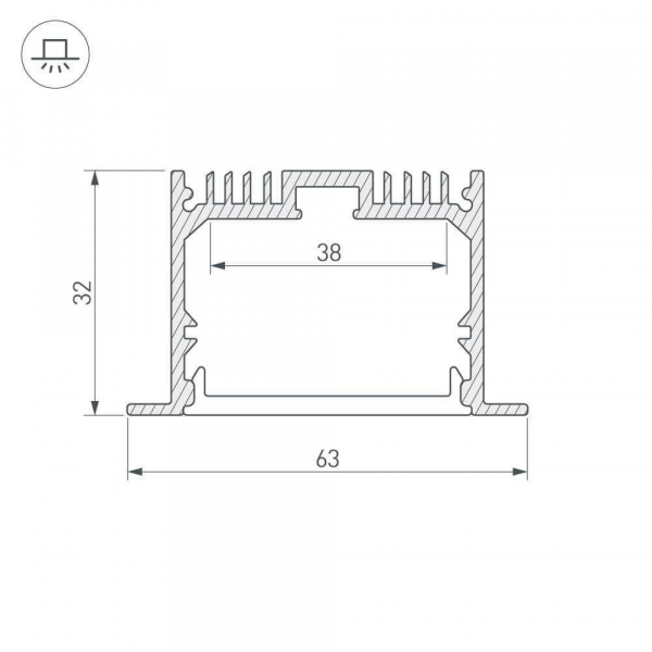 Профиль Arlight SL-LINIA62-F-2000 ANOD 019292 Профиль Arlight SL-LINIA62-F-2000 ANOD 019292