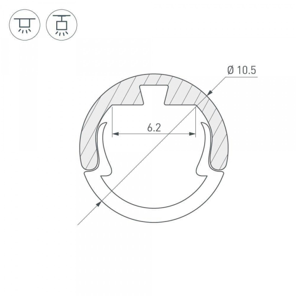 Профиль Arlight Round-D10.5-2000 Anod 029088 Профиль Arlight Round-D10.5-2000 Anod 029088