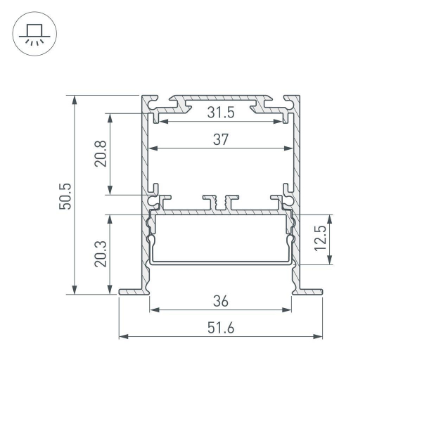 Профиль встраиваемый Arlight SL-Linia52-3L-F-2000 Anod 044682 Профиль встраиваемый Arlight SL-Linia52-3L-F-2000 Anod 044682