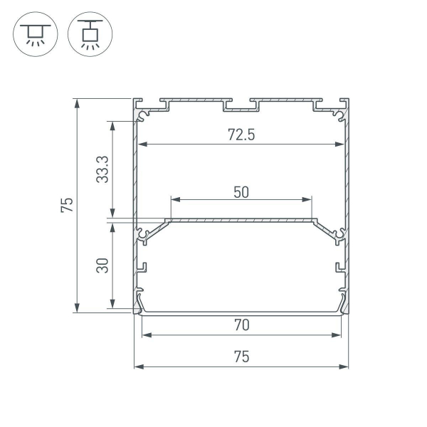 Профиль Arlight Line-S-7575-2000 Anod 041647 Профиль Arlight Line-S-7575-2000 Anod 041647