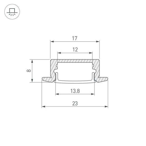 Встраиваемый профиль Arlight Line-2308-F-2000 Anod 040300 Встраиваемый профиль Arlight Line-2308-F-2000 Anod 040300