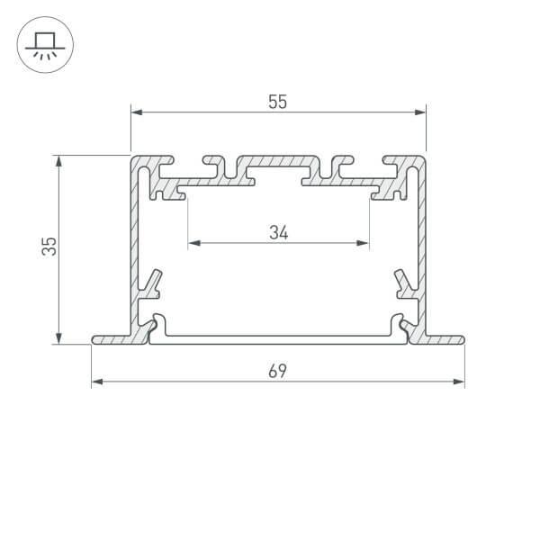 Профиль Arlight S2-LINIA69-F-2500 SEAMLESS BLACK (Arlight, Алюминий) 033534 Профиль Arlight S2-LINIA69-F-2500 SEAMLESS BLACK (Arlight, Алюминий) 033534