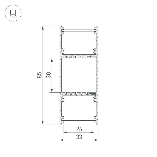 Профиль Arlight ARH-WALL-3385-DUAL-2000 ANOD 036341 Профиль Arlight ARH-WALL-3385-DUAL-2000 ANOD 036341