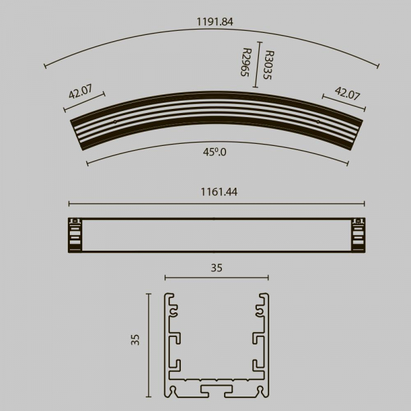 Профиль радиусный Maytoni ALM-3535R-B-D-45°-3M Профиль радиусный Maytoni ALM-3535R-B-D-45°-3M